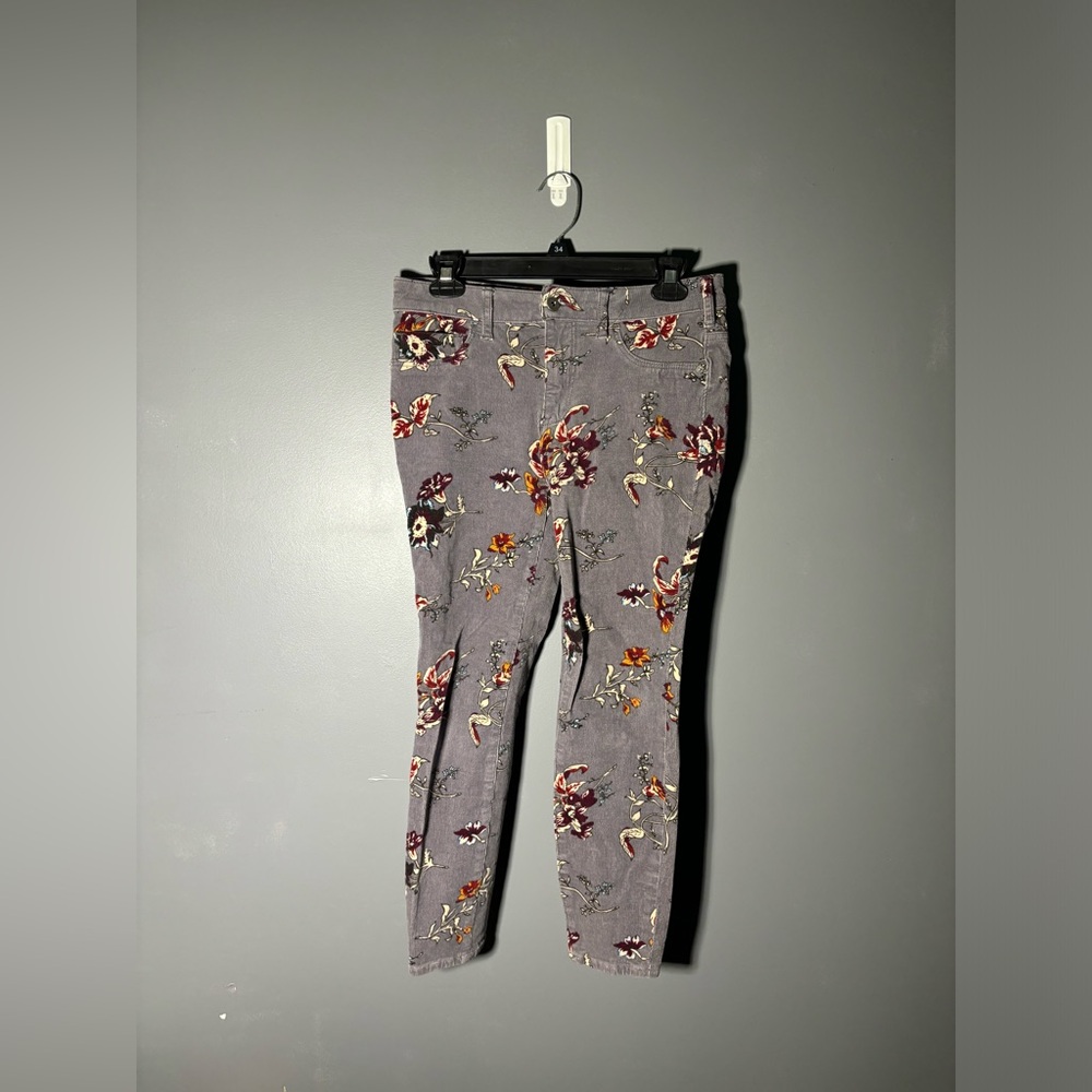 Pilcro and The Letterpress High Rise Floral Corduroy Pants Womens Size 28P - Picture 2 of 5